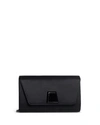 AKRIS ANOUK MINI SATIN CLUTCH BAG WITH ONYX TRAPEZOID,PROD151920107