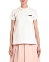 PRADA SATIN-BOWED SHORT-SLEEVE JERSEY TEE,PROD153100067