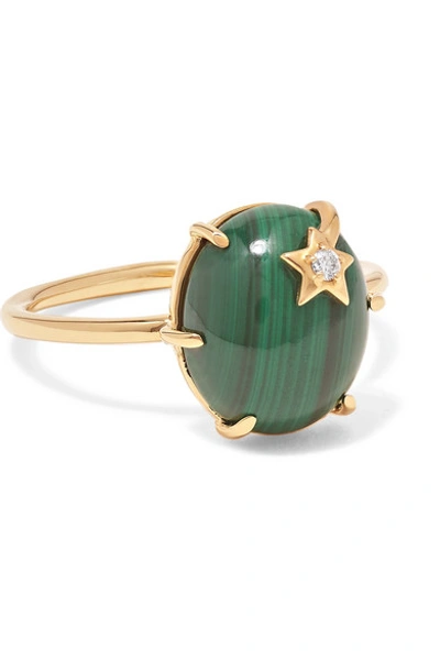 Andrea Fohrman Mini Galaxy 18-karat Gold, Malachite And Diamond Ring In Yellow Gold/green