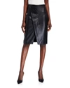 Elie Tahari Jade Faux-leather Wrap Front Skirt In Black