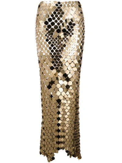Paco Rabanne Sequined Light Gold Maxi Skirt