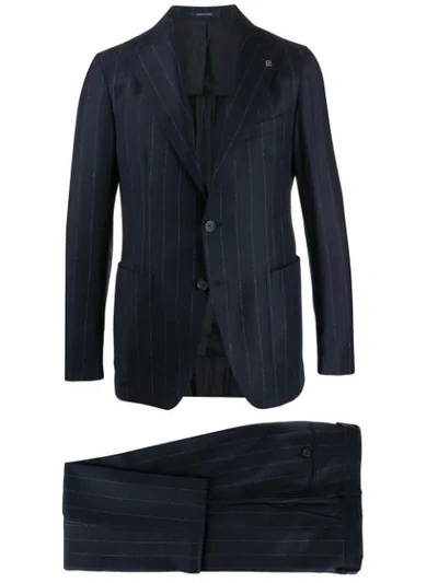 Tagliatore Striped Formal Suit In Blue