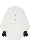LOEWE SATIN-TRIMMED CORDED LACE BLOUSE