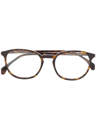 Gucci Tortoiseshell Effect Glasses In Brown