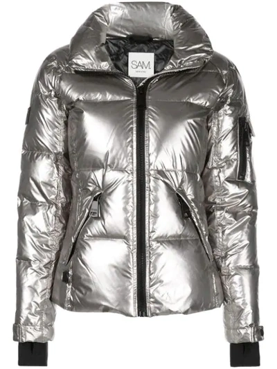 Sam Freestyle Down Nylon Puffer Jacket In Silver