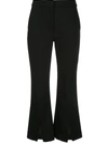 Adam Lippes Tropical Bell Cropped Trousers In Black