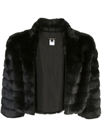 Alberto Makali Faux Fur Cropped Jacket In Black