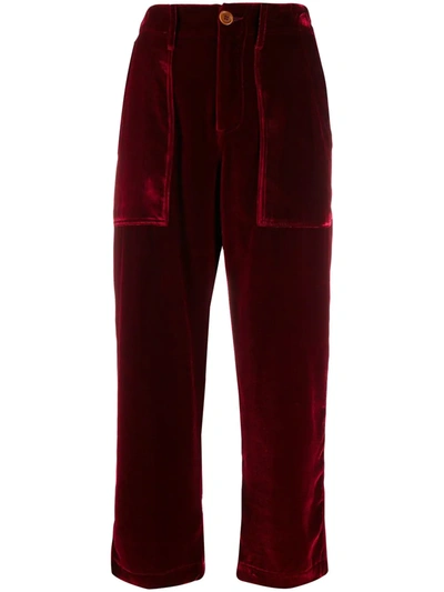 Jejia High-rise Cropped Trousers In Bordeaux