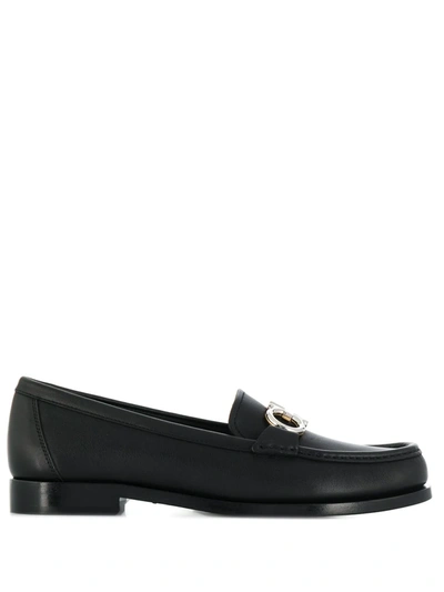 Ferragamo Gancini Mocassin Loafers In Black