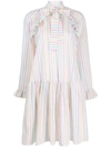 Sofie Sol Studio Striped Ruffled Dress In White