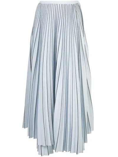 Proenza Schouler Asymmetric Pleated Cady Wrap Skirt In Blue