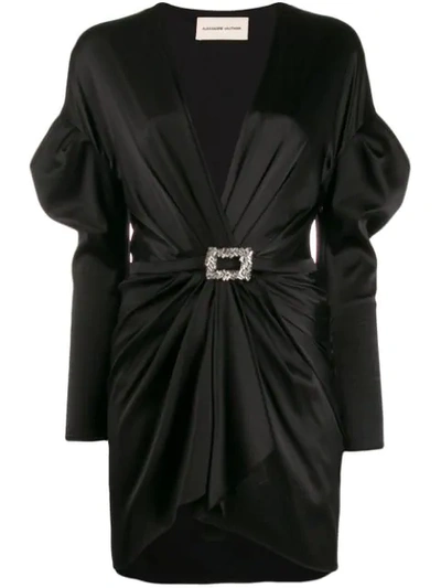 Alexandre Vauthier Puffed Shoulder Plunge Mini-dress In Black