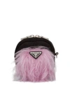 PRADA FAUX-FUR EMBELLISHED MINI BAG