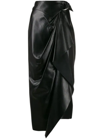 Isabel Marant Black Lambskin Fiova Wrap Skirt In Nero