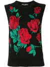 DOLCE & GABBANA ROSES INTARSIA KNITTED TOP