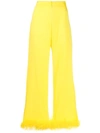 SILVIA ASTORE FEATHER-EMBELLISHED CROPPED TROUSERS