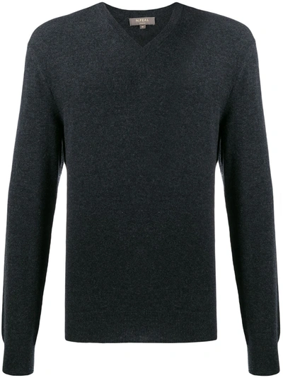 N•peal The Burlington V-neck Jumper In Grey