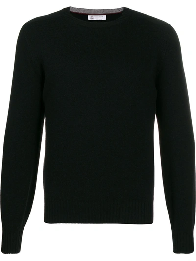 Brunello Cucinelli Slim-fit Knitted Jumper In Black