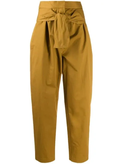 Zimmermann Espionage Cropped Belted Cotton Pants In Yellow