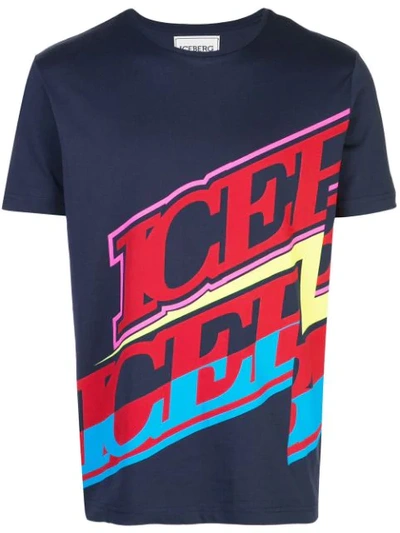 Iceberg Logo Print T-shirt In Blue ,multicolour