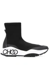 Jimmy Choo Raine Sock/f Stretch-knit High-top Trainers In Black