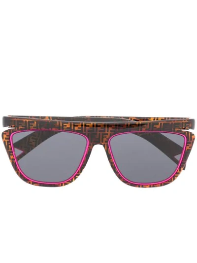 Fendi Women's Ff 55mm Square Logo & Neon Sunglasses In Pink