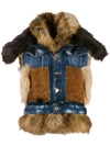 DSQUARED2 MIXED MATERIAL DENIM GILET