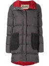 HERNO KNITTED DETAIL PADDED COAT