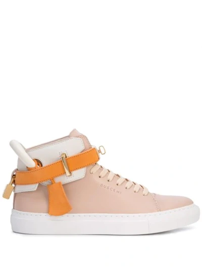 Buscemi 100mm Leather High Top Trainer In Orange