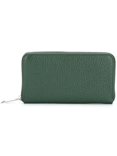 Orciani Soft Leather Zip Around Wallet In Green