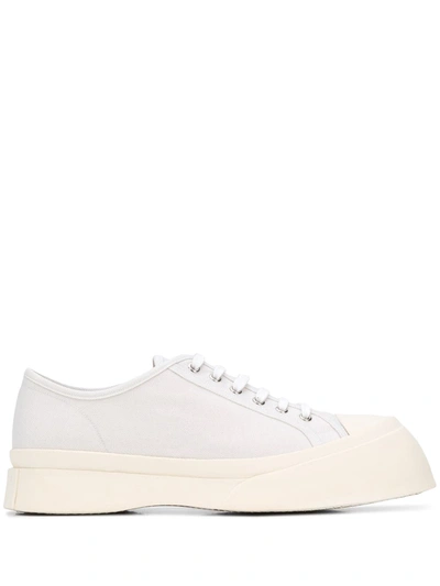 Marni Pablo Leather Flatform Sneakers In White