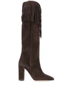 Paris Texas Fringed Suede Knee-high Boots In Brown
