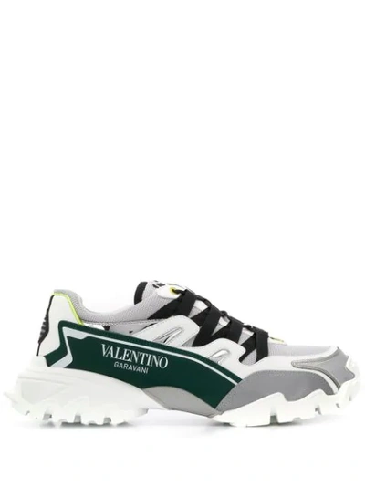 Valentino Garavani White, Silver And Green Garavani Climber Sneakers In White