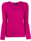 POLO RALPH LAUREN V-NECK CABLE KNIT SWEATER