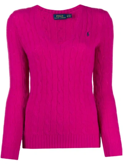 Polo Ralph Lauren Cable Knit Merino Cashmere Sweater In Pink