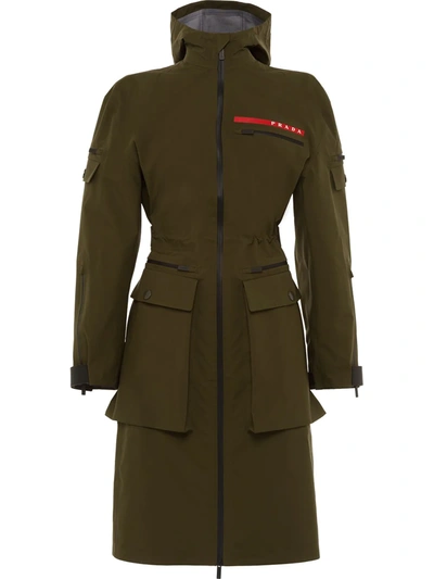 Prada Technical Fabric Short Military Jacket In Green