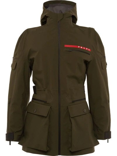 Prada Technical Fabric Short Military Jacket In Military Green