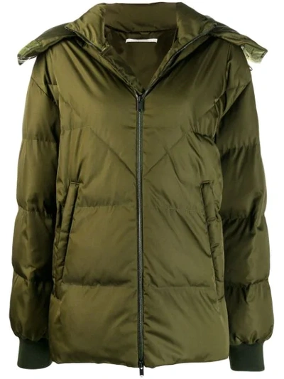 Stella Mccartney Branded Puffer Jacket In Green