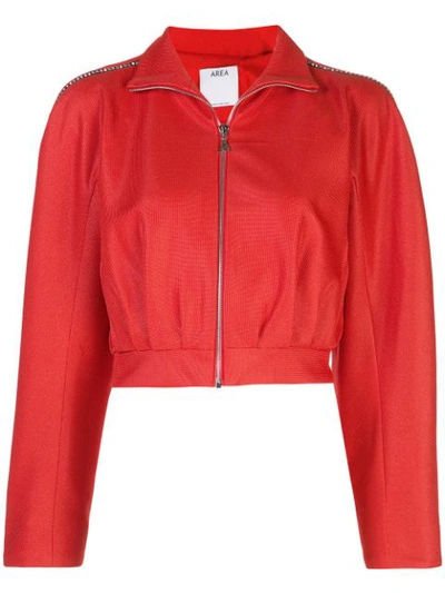 Area Red Women's Embellished Cropped Bomber Jacket