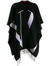 Valentino Logo Print Fringed Cape In Black