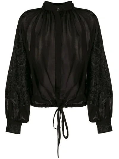 Ann Demeulemeester Embroidered Cotton-blend Blouse In Black