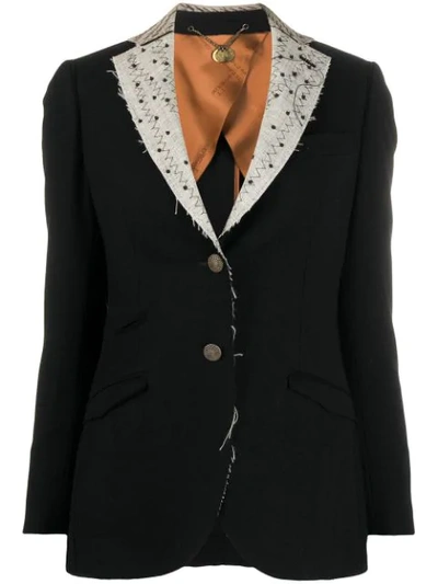 Maurizio Miri Michelle Contrast Lapel Blazer In Black