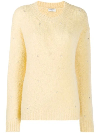 Sandro Jewel-embellished Knitted Jumper In Yellow