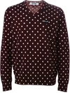 Comme Des Garçons Play Polka-dot Print V-neck Sweater In Brown