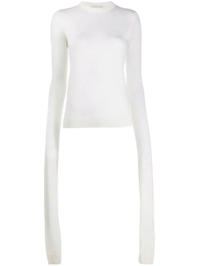 Coperni Wool Knit Jumper W/ Extended Sleeves In White