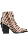 Chloé Snake-effect 95mm Ankle Boots In Neutrals