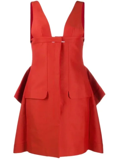Jacquemus La Dressing Gown Lecci Draped Cotton-blend Dress In Tomato Red