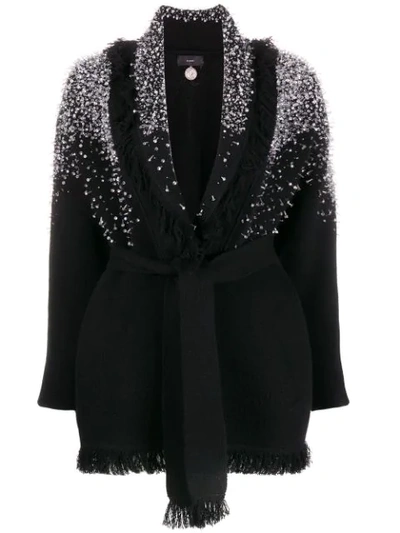 Alanui Hoarfrost Hand-embroidered Crystal Cardigan In Black