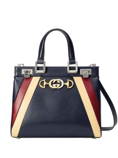 Gucci Medium Zumi Stripe Top Handle Bag In Blue