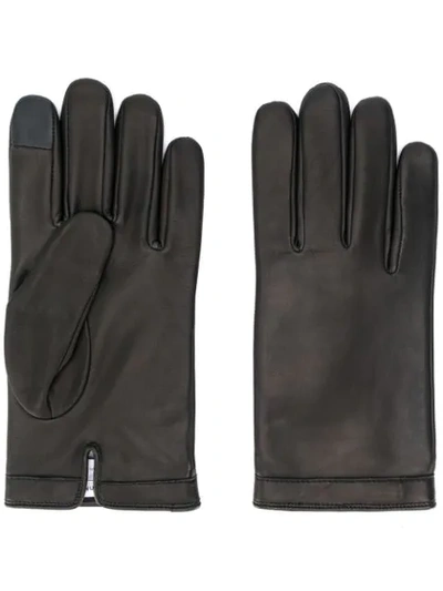 Calvin Klein Stitching Detail Gloves In Black